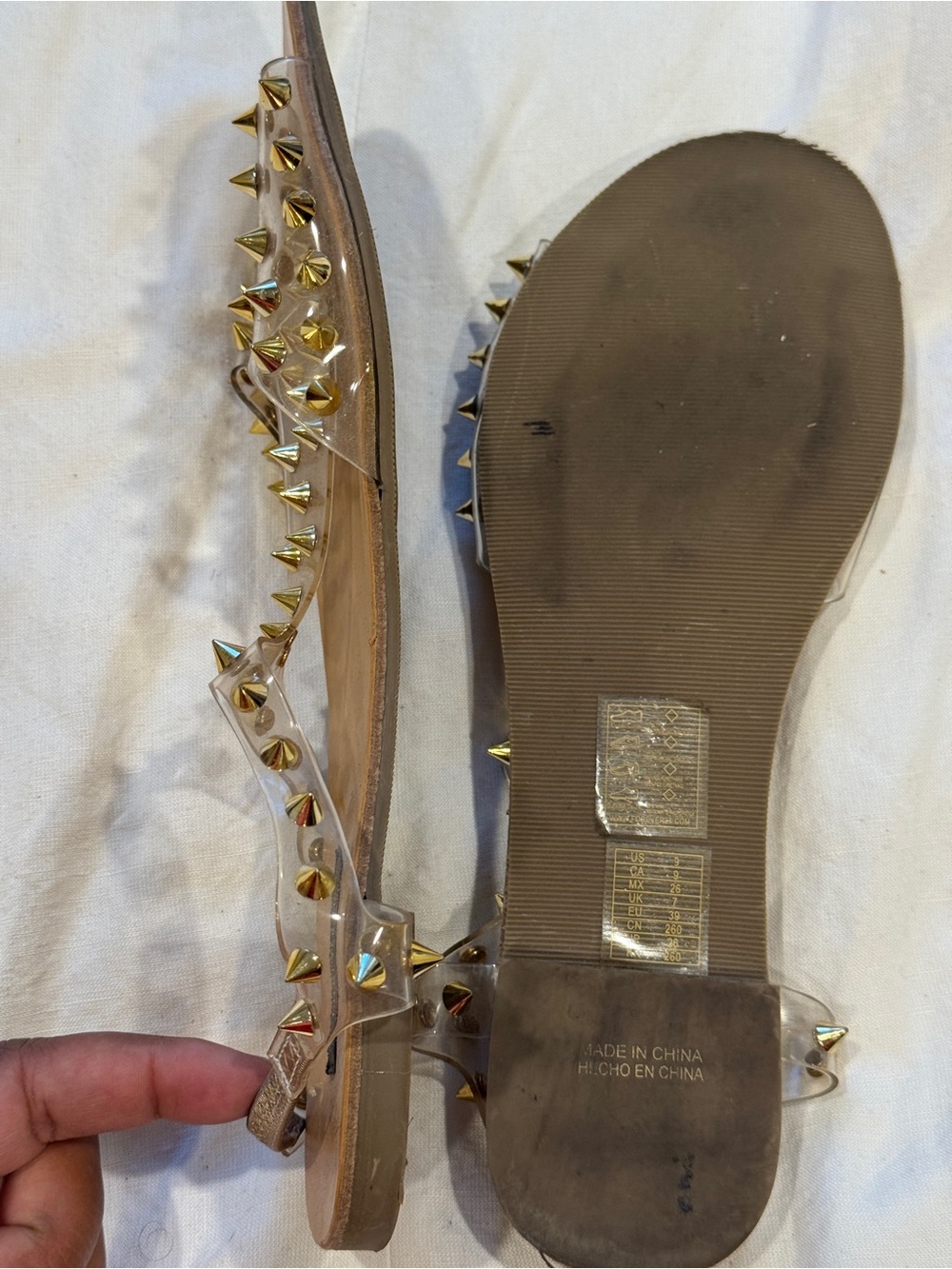 Forever 21 Clear Studded Sandals with Nude Footbed - Picture 2 of 4